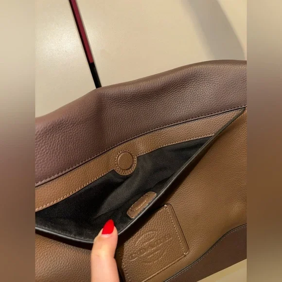 COACH Brown HUDSON Messenger in Heritage Colorblock Leather - Picture 7 of 11